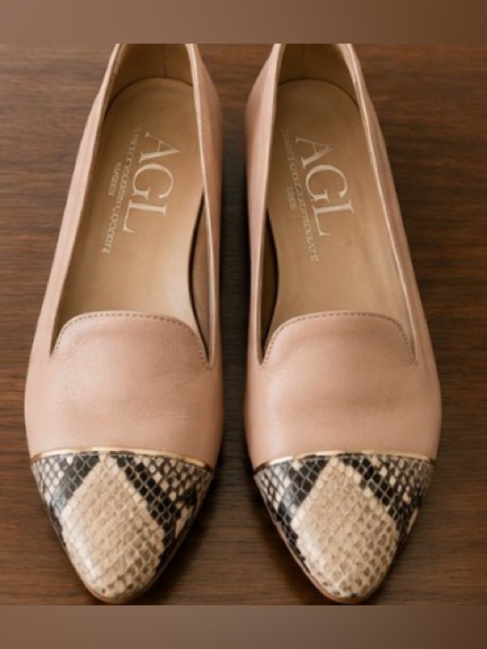 AGL Attilio Giusti Leombruni Pointed Toe Leather Flats | Size 41 | Made in Italy